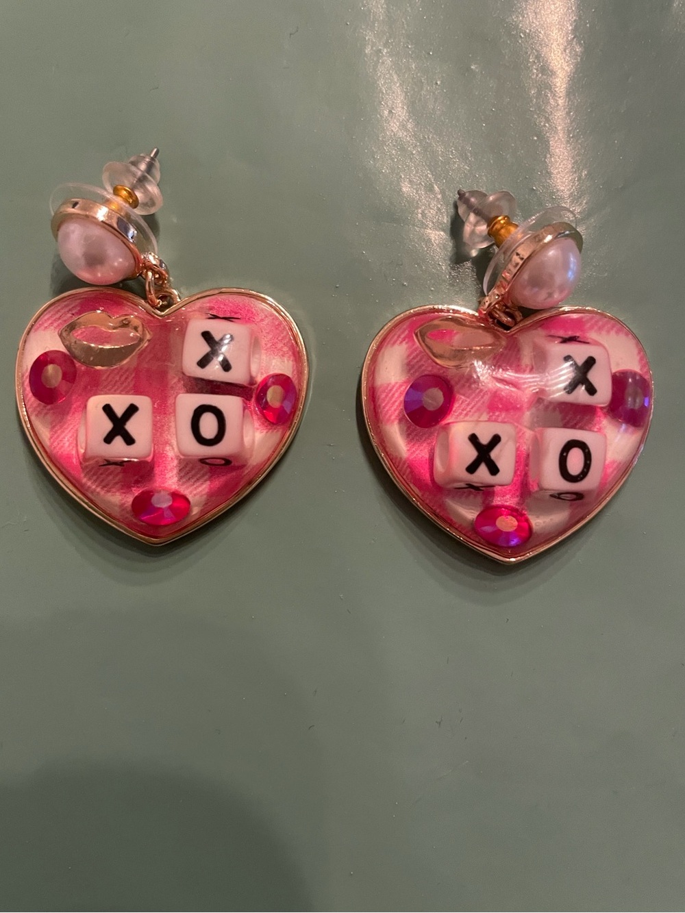 Betsy Johnson- Pink Heart XO Drop Earrings - Women's Fashion Jewelry